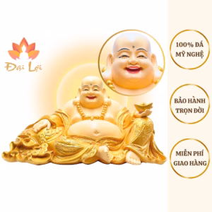 Tượng Di Lặc Cao Cấp cao 25cm - Ngang 46cm - Nặng 7.5kg Ngồi Cầm Ngân Lượng | Tượng Phật Đại Lợi 11 tượng phật di lặc cao 25cm bảo hành trọn đời
