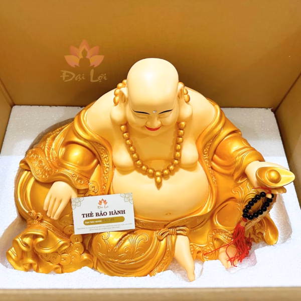 Tượng Di Lặc Cao Cấp cao 25cm - Ngang 46cm - Nặng 7.5kg Ngồi Cầm Ngân Lượng | Tượng Phật Đại Lợi - Hình ảnh 6