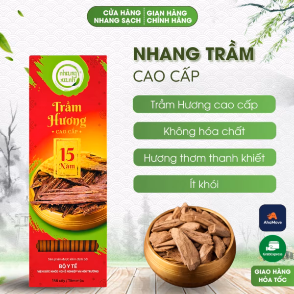 Nhang Trầm Hương Cao Cấp Nhang Xanh - Ít khói, Không Hóa Chất, Thơm lâu - Hộp 100g