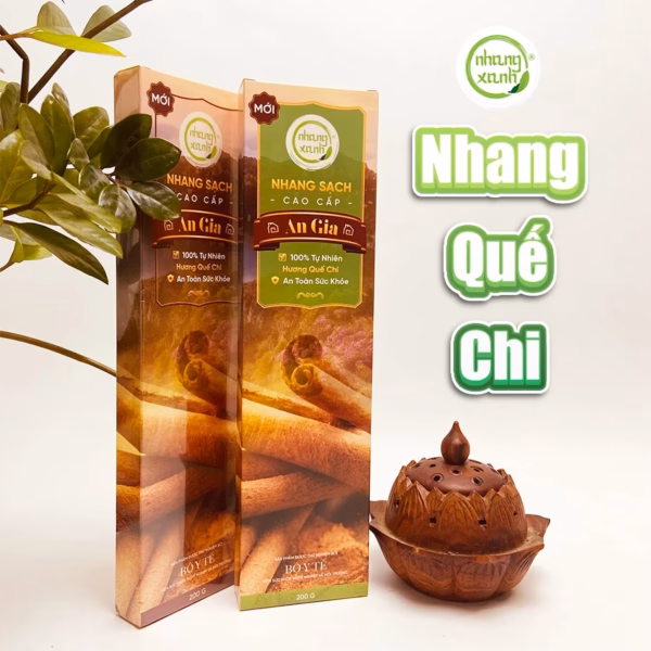 Nhang Quế Chi An Gia - hộp 200gr - 100% Tự nhiên, không hoá chất độc hại