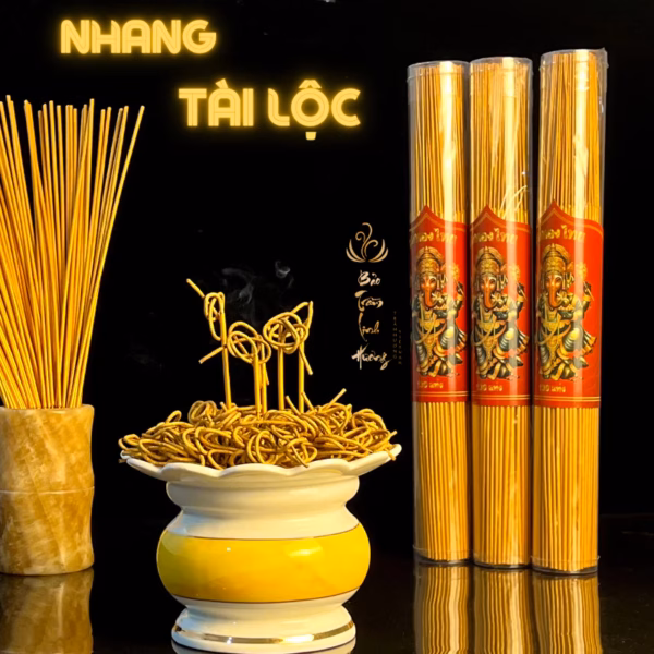 Nhang Thần Tài Cuộn Đồng Xu 139 Cây Cao Cấp Vàng Tài Lộc Hương Thắp Tàn Sạch Không Khói Đồ Thờ Cúng