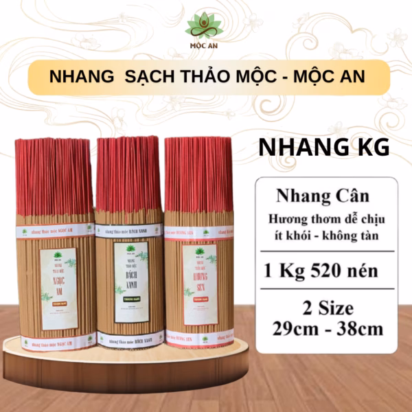 Nhang Trầm Hương Thảo Mộc МỘC AN - Mùi Thơm Dễ Chịu ít Khói, Không Cuộn Tàn