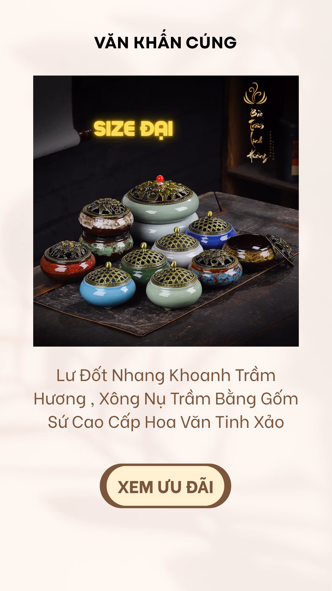 lư đốt nhang khoanh trầm hương
